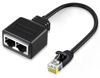 Picture of Ethernet Splitter Adapter 1 to 2, RJ45 Connector Network Internet Extension Cable, Cablecat 7 6 5 5e Splitter 2 Port Adapter