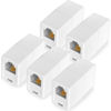 Picture of NECABLES 5Pack RJ11 Coupler Phone Line Connector Telephone Cord Adapter RJ11 6P4C Female to Female for Landline Phone and Fax White