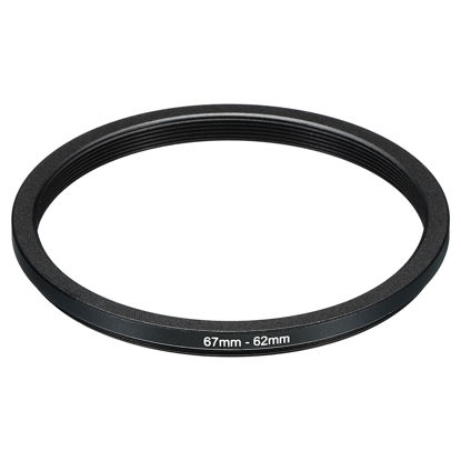 Picture of PATIKIL 67mm-62mm Metal Step Down Ring, Camera Lens Filter Adapter Ring Aluminum Filter Adapter Ring for Camera Lenses Hood, Black