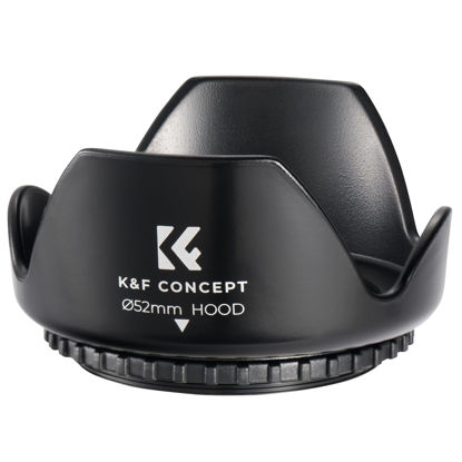 Picture of K&F Concept 52mm Tulip Flower Lens Hood for Nikon D3300 D3200 D3100 D5500 D5300 D5200 D5100 DSLR Cameras with AF-S 800mm f/5.6E FL ED VR, AF-S 300mm f/2.8G ED VR II, AF-S 200-400mm f/4G ED VR II Lens