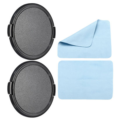 Picture of PATIKIL Camera Lens Cap, 2 Pack Sides Pinch Front Lens Cover with Microfiber Cleaning Cloth for 77mm Thread Universal DSLR Lenses