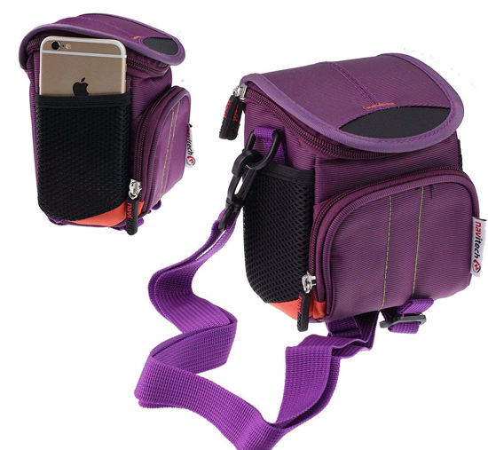 Picture of Navitech Purple Protective Portable Handheld Binocular Case and Travel Bag Compatible with The Canon 10x30 is II (with Belt and Shoulder Strap)