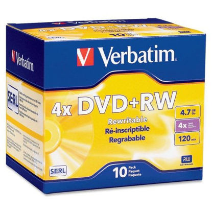 Picture of Generic Verbatim DataLifePlus 94839 DVD Rewritable Media - DVD+RW - 4X - 4.70 GB - 10 Pack Slim Case - 2 Hour Maximum Recording Time