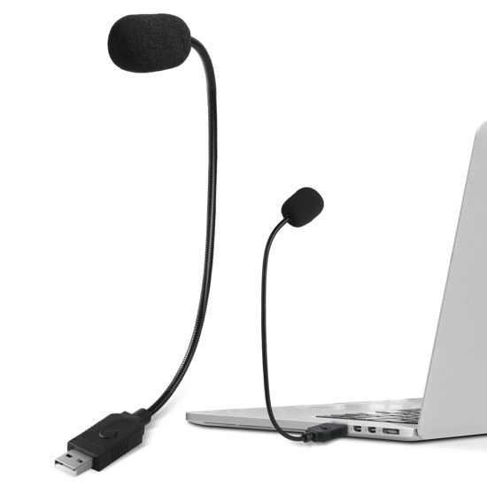 Picture of PALADOU Mini USB Microphone for Laptop, External Desktop Computer Small Mic, Condenser Portable Mic with Gooseneck & Mute Button, Compatible with PC and Mac, Plug & Play, for Meeting, Call Voice