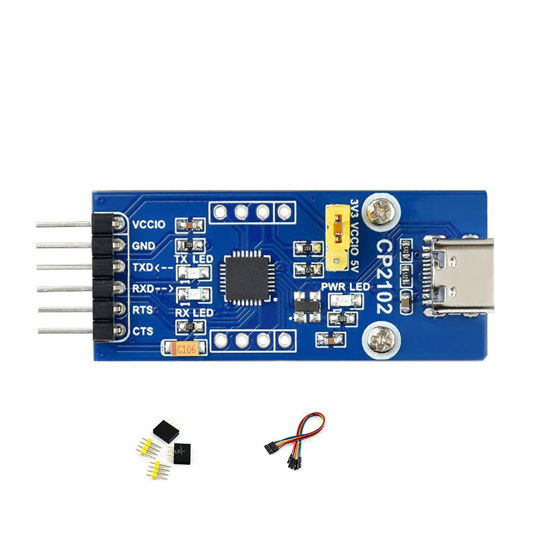 Picture of CP2102 USB to UART (TTL) Communication Converter Module, Compatible with 3.3V Logic Level, USB-C Connector