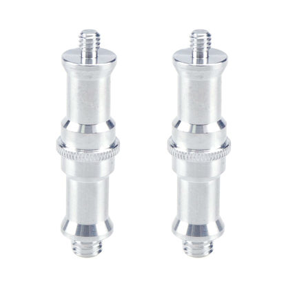 Picture of MY MIRONEY 2-Pack 3/8" to 1/4" Male Threaded Convertor Aluminum Alloy Light Stand Screw Adapter Spigot Stud for Studio Light Stand, Wireless Flash Receiver