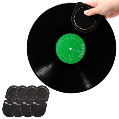 Picture of sdroceRyaM 4PCS Record Mitt LP Handler Gripper Anti-Static Vinyl Record Cleaner &Protector Soft Microfiber Practical Turntable Accessories(Black)