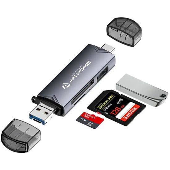 Picture of AnHome SD Card Reader USB C 6 in 1 OTG Memory Adapter Connector USB 3.0 USB C Micro USB Supports SD/MicroSD/SDXC/SDHC/MMC/RS-MMC/UHS-I Compatible with MacBook iPad Pro, Android Phone, PC, Laptop etc