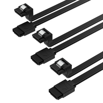 Picture of SABRENT SATA III (6 Gbit/s) Right Angle Data Cable with Locking Latch for HDD/SSD/CD and DVD Drives (3 Pack 20 Inch) in Black (CB-SRK3)