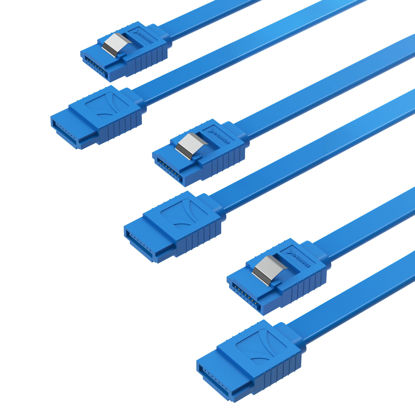 Picture of SABRENT SATA III (6 Gbit/s) Straight Data Cable with Locking Latch for HDD/SSD/CD and DVD Drives (3 Pack 20 Inch) in Blue (CB-SFB3)