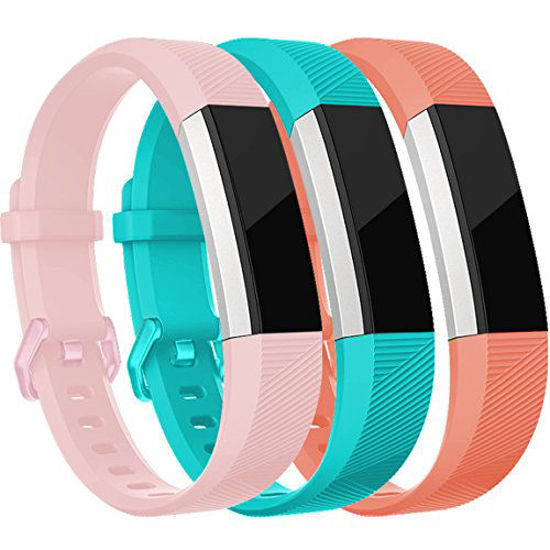 Picture of Maledan For Fitbit Alta HR and Alta Bands, Replacement Accessories Wristbands for Fitbit Alta and Alta HR, Pink Teal Coral Large