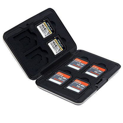 Picture of Storage Memory Card Case Aluminum Case for 8 SD cards + 8 Micro SD Cards by Kinggrid(Silver)