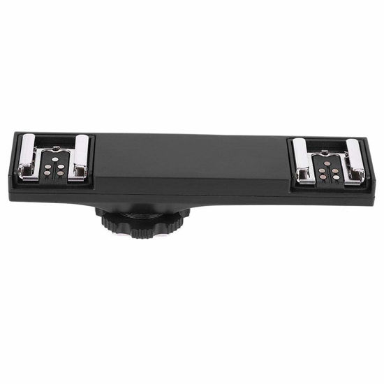 Picture of Tangxi Dual Hot Shoe Splitter, Hot Shoe Extension Bar Mount Cold Shoe Extension Bracket Dual Bracket DSLR Camera Camcorder DV (for Nikon)