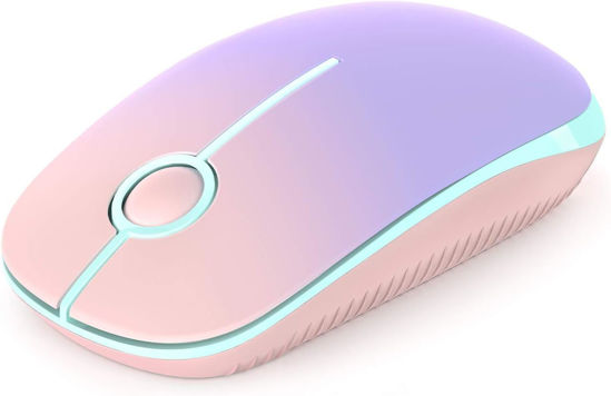 Picture of Unipows Wireless Mouse - 2.4G Slim Portable Computer Mouse with Nano Receiver, Less Noise Mobile Optical Mice for Notebook, PC, Laptop, Computer, Mac (Gradient Pink to Purple)