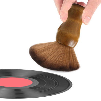 Picture of Fodofodo Vinyl Records Cleaner,Turntable Cleaning Brush,Anti-Static Dust Cleaning Record Brush, Dust Remover Brush for Albums, Cartridge, CD, Keyboard, Computer, Models, Guitar (Brown)