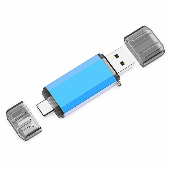 Picture of KOOTION USB C Flash Drive 128GB 2 in 1 OTG USB 3.0/USB Type C Thumb Drive Dual Drive USB C Memory Stick for Smartphone/Laptop/Tablet/PC - 128G, Blue