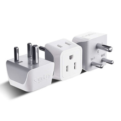 Picture of Ceptics US to India Plug Adapter works in Nepal, Maldives, Pakistan, India Power Adapter, Dual USA Input, Grounded Travel Adapter for Indian plug, Perfect for Phones, Laptop Chargers, 3 Pack (CT-10)