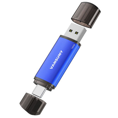 Picture of Vansuny 128GB USB Type-C Flash Drive 2-in-1 Dual Flash Drive USB A + USB C OTG Flash Drive for Android Smartphone Tablet Computer Laptop (Blue)