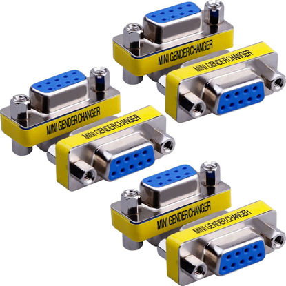 Picture of Warmstor 6-Pack 9Pin RS232 Serial Cable DB9 Female to Female Mini Gender Changer Adapter Coupler Connector