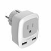 Picture of TESSAN Germany France Travel Power Adapter, Schuko European Plug with 2 USB, Type E F Outlet Adaptor Charger for US to Europe EU German French Russia Iceland Spain Greece Norway Korea