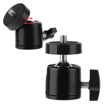 Picture of 1/4" Swivel Mini Ball Head Screw Tripod Mount, Universal Mini Ball Head Tripod Head, 360° Rotatable Ball Heads Camera Mount Adapter, Rotating Mount Base Adapter for Cameras Tripods(2 Packs)