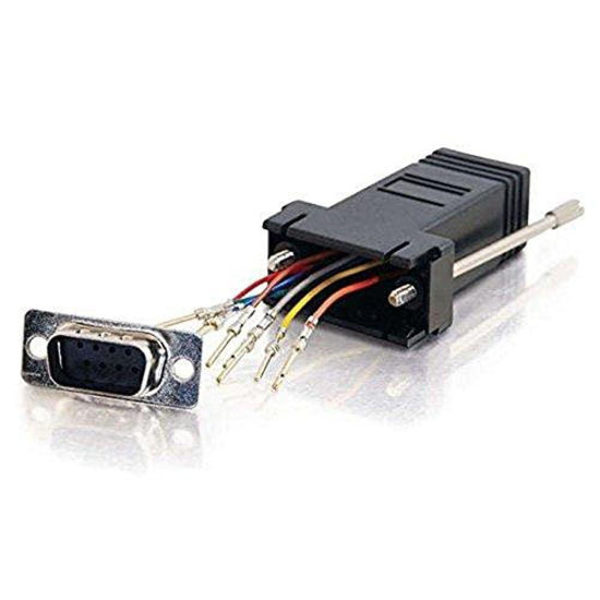 Picture of C2G 02947 RJ45 to DB9 Male Serial RS232 Modular Adapter, Black 1.5 Inch