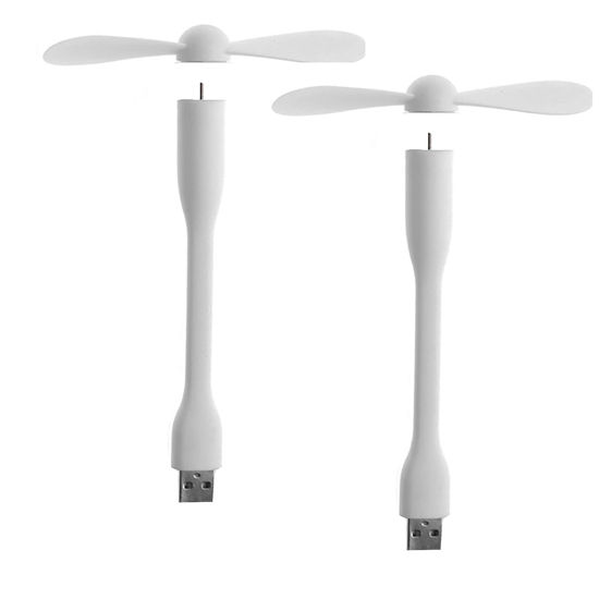 Picture of Sokelinn-six USB Flexible Fan, Mini Portable Cooling Fans USB Powered for Power Bank Laptop PC AC Charger - 2 Pack (White)