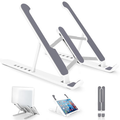 Picture of pidien Portable Laptop Stand, Adjustable Laptop Holder Riser Computer Stand for Desk Notebook Stand Mount (White)