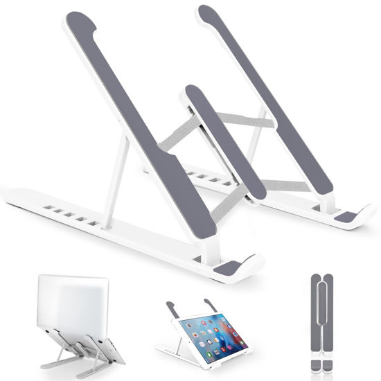 Picture of pidien Portable Laptop Stand, Adjustable Laptop Holder Riser Computer Stand for Desk Notebook Stand Mount (White)