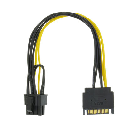 Picture of YiKaiEn SATA 15 Pin to 8 Pin (6+2 Pin) Male Video Card Power Supply Cable 8.6inch 22cm (1 Pack)