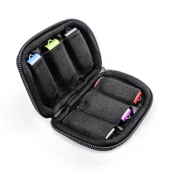 Picture of WesData Flash Drive Case, USB Drive Holder, Storage Bag for Thumb Drive, Light Weight and Easy to Put into Pockets, Protect and Store Small Items, 6 Slots Bag Black Color