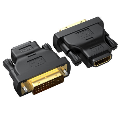 Picture of RyzzRooa DVI to HDMI Adapter 2-Pack, Bidirectional Female HDMI to DVI-D(24+1) Male Adapter with Gold-Plated for Computer, Monitor, Projector, TV, PS3/4/5 Nintendo Switch and More