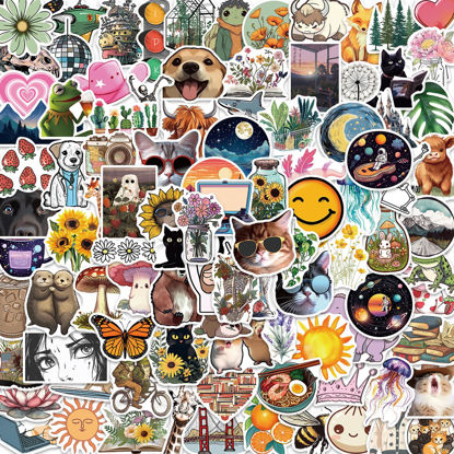 Picture of 100Pcs Water Bottle Stickers for Kids, Cute Stickers, Waterproof Aesthetic Vinyl Sticker for Kids Teens Girls Adults, for Water Bottle Laptop Luggage