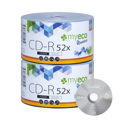 Picture of 100 Pack MyEco CD-R CDR 52X 700MB 80Min Economy Branded Logo Top Write Once Blank Media Record Disc