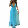 Picture of Aniywn Women Sexy Deep V Neck Sleeveless Long Halter Party Dress Mesh Sheer Wedding Maxi Dress Sky Blue