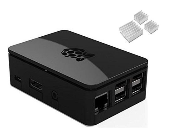 Picture of Black Protective Case/Box/Enclosure for Raspberry Pi Model B/ 2/3 with Aluminum Heatsink Cooler - Access to all ports