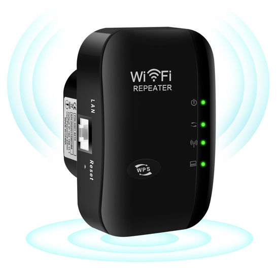 Picture of WiFi Extender,2024 Upgrade COOPOY Generation WiFi Booster,Covers Up to 3000 Sq.ft and 35 Devices,Internet Booster with Ethernet Port,WiFi Range Extender(UK Plug),Alexa Compatible (Black)