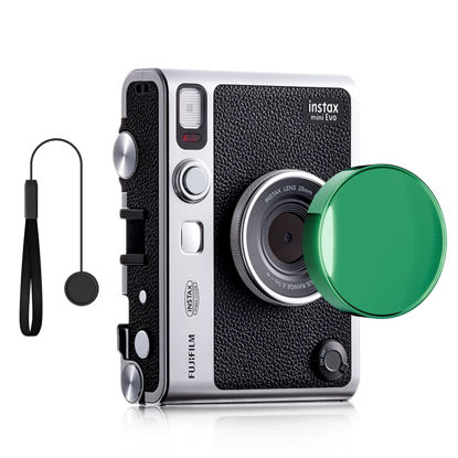 Picture of Rieibi Lens Cap for Fujifilm Instax Mini Evo, Fuji Mini Accessories for Fuji Instax Mini Evo Lens Cover with Anti-Loss Rope, PC Material Mini Evo Lens Cap with Flocking Internal - Green