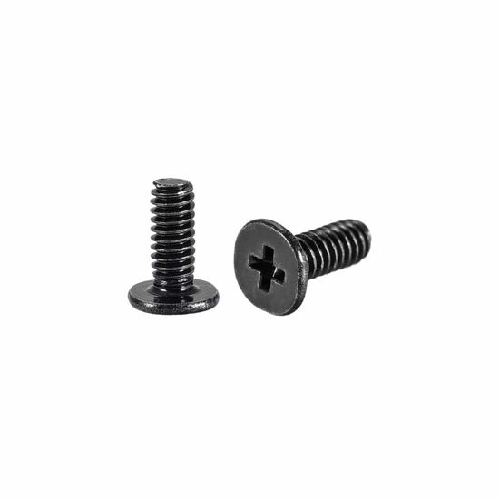 Picture of uxcell M2x5mm Phillips Screw Fastener Black 3.8mm Dia Screw Head for Laptop PC TV Fan Switch 50pcs