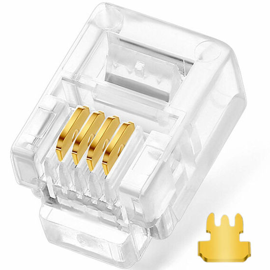 Picture of NECABLES 20Pack Telephone Modular Plug RJ11 6P4C Connector for Phone Line Cord (Compatible with Both Solid and Stranded Wire)