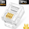 Picture of NECABLES 20Pack Telephone Modular Plug RJ11 6P4C Connector for Phone Line Cord (Compatible with Both Solid and Stranded Wire)