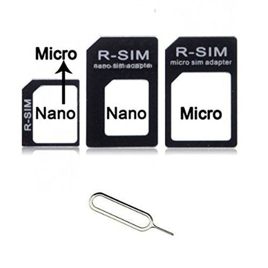 Picture of 10 Pack 4 in 1 SIM Card Adapter Nano Micro - Standard Converter Kit With Steel Tray Eject Pin - Black