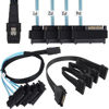 Picture of DKARDU Mini SAS to SAS Cable, 1M 36 Pin SFF-8087 Host to SAS SFF8087 to SFF-8482 Connectors 4 x SAS 29Pin with SATA Power Cable, with SATA Power Splitter Cable (3.3FT)