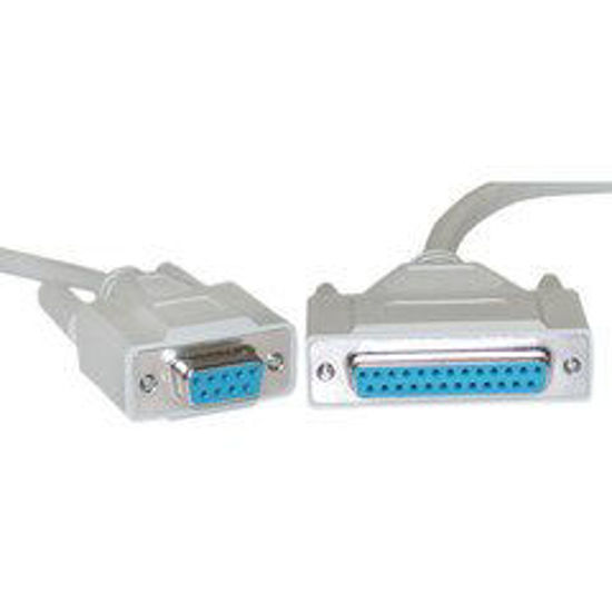 Picture of Cable Central LLC Null Modem Cable, DB9 Female to DB25 Female, 8 Conductor, 10 Feet