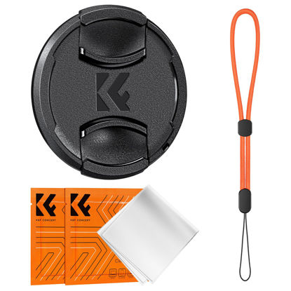 Picture of K&F Concept 67mm Lens Cap Cover, 4-in-1 Center Pinch Lens Cover + Anti-Loss Keeper Leash + Microfiber Cleaning Cloth Kits Compatible with Nikon, Canon, Sony, Fujifilm Camera Lenses