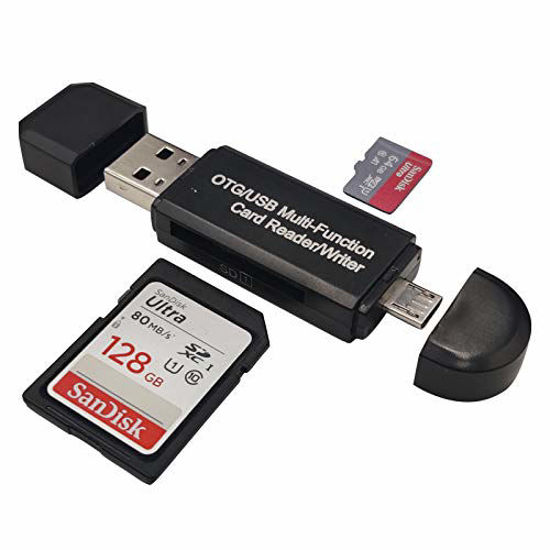 Picture of USB 2.0 Portable Memory Card Reader Become Micro USB OTG Adapter for SDXC, SDHC, SD, MMC, RS-MMC, Micro SDXC, Micro SD, Micro SDHC Card and UHS-I Card