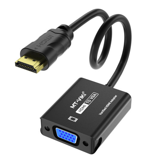 Picture of MT-VIKI HDMI to VGA Adapter, Gold-Plated HDMI Converter Male to Female, Compatible for Computer, Desktop, Laptop, Monitor, Projector, HDTV, Chromebook, Raspberry Pi, Roku, Xbox (1 Pack)