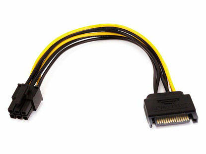 Picture of Monoprice SATA Cable - 0.67 Feet - Black | SATA 15pin to 6pin PCI Express Card Power Cable