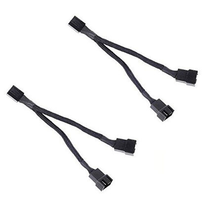 Picture of JBtek All Black Sleeved PWM Fan Splitter Cable 1 to 2 Converter, 2 Pack