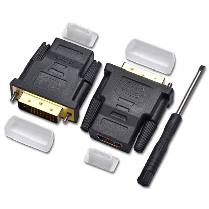 Picture of QimKero DVI to HDMI, Bidirectional DVI (DVI-D) to HDMI, Male to Female Adapter, 2-Pack，(24+1) Male Adapter with Gold-Plated for Computer, Monitor, Projector, TV, PS3/4/5 Nintendo Switch and More